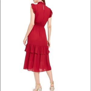 NY Collection Burgundy Petite Smock Neck Dress
